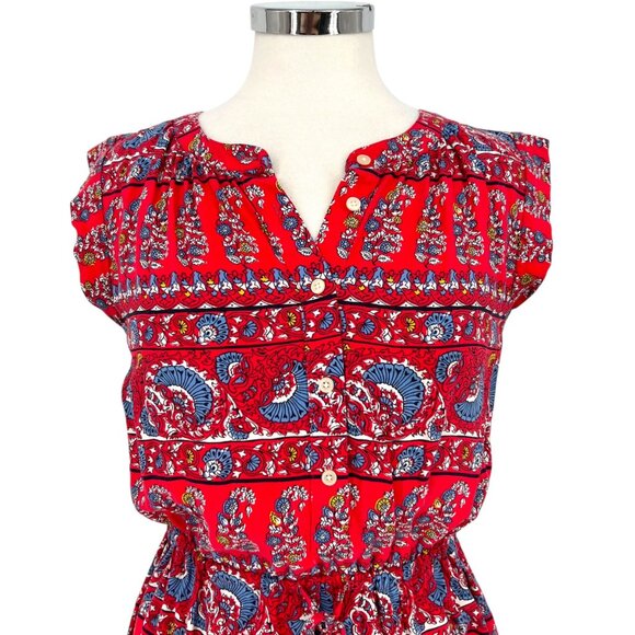 Ann Taylor Loft Paisley Print Sleeveless Dress Red Blue Size Small - Picture 2 of 12